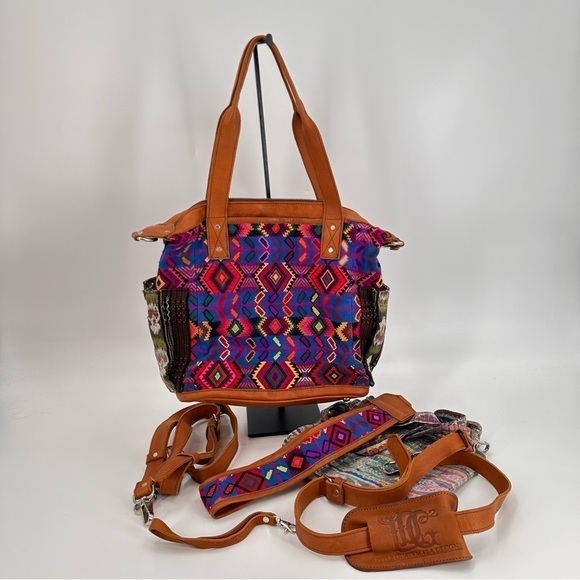 Little Guatemala small CDB blue pink wheat full huipil convertible bag - Picture 1 of 5